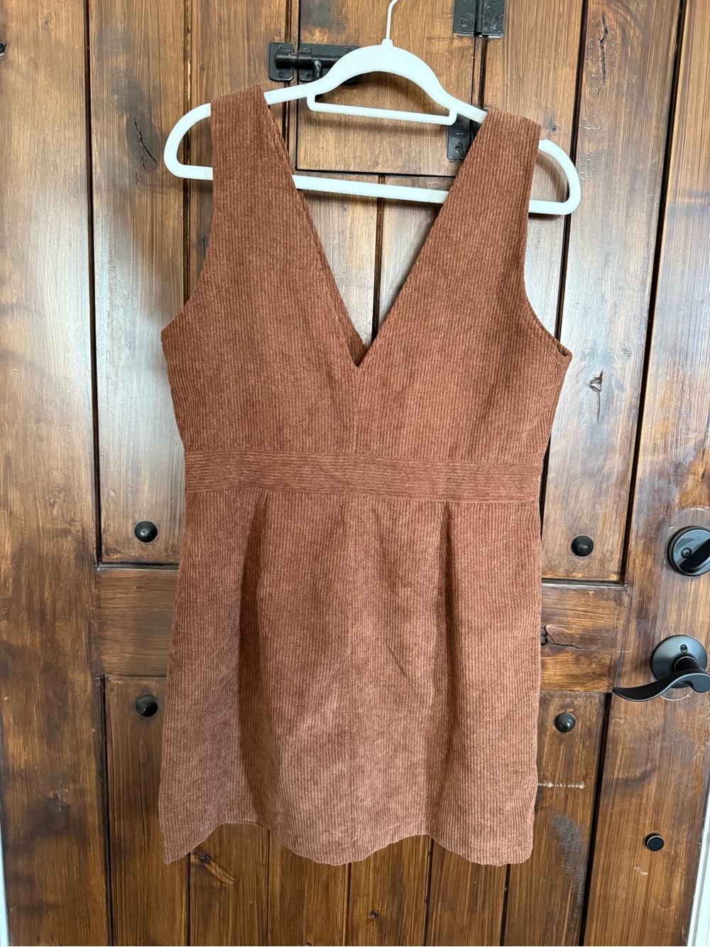 Rust Brown Corduroy Button-Front Women's Dress - Picture 4 of 6